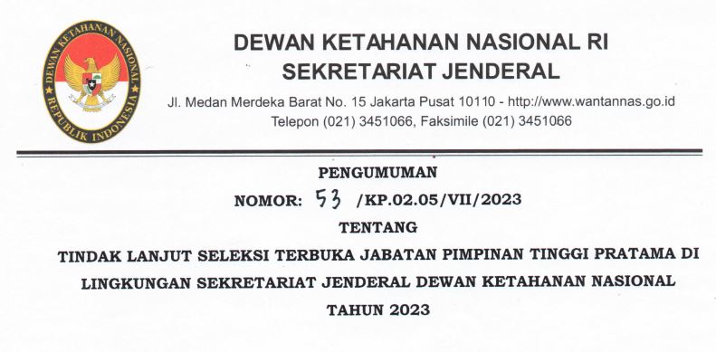 Pengumuman Tindak Lanjut Seleksi Terbuka Jabatan Pimpinan Tinggi Pratama