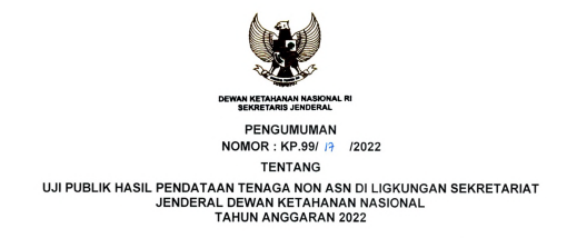 Uji Publik Hasil Pendataan Tenaga Non ASN di Lingkungan Setjen Wantannas TA 2022